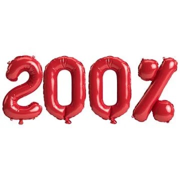 3d illustration red balloons shape 200% isolated on white background 스톡 일러스트