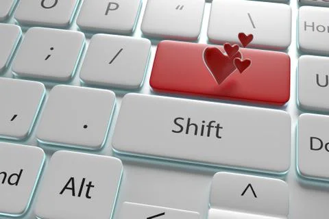 3d illustration a red button "love" on keyboard Stock Illustration