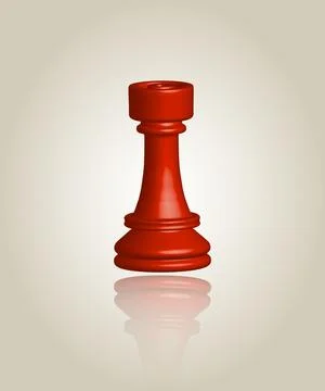 3D illustration of red chess piece isolated on gradient background Stock Illustration