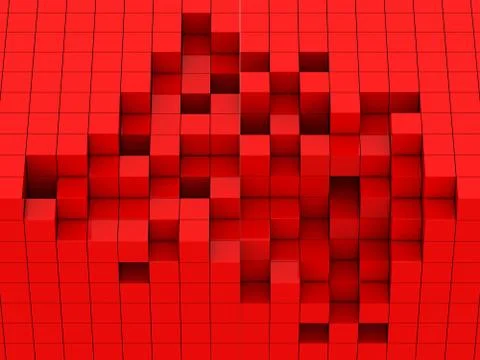 3d illustration of red cubes Stock Illustration