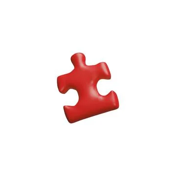 3d illustration of a red logic puzzle element on an isolated background. Illustrazione stock