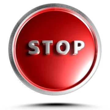 3D illustration Red push button stop stainless work edge  isolated on a white Stock Illustration