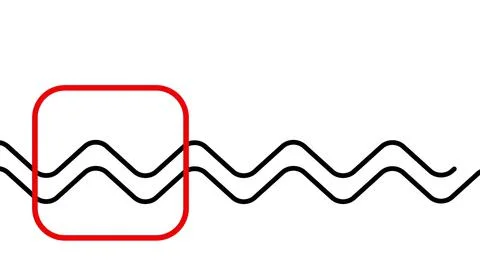 3d illustration - red rectangle and two curved line in  minimal art  style Stock Illustration