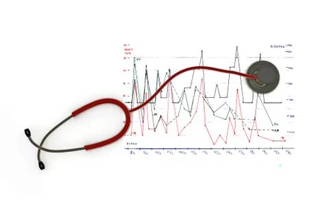 3d illustration of a red stethoscope Stock Illustration