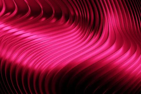 3D illustration   red stripes in the form of wave waves, futuristic backgroun Illustrazione stock