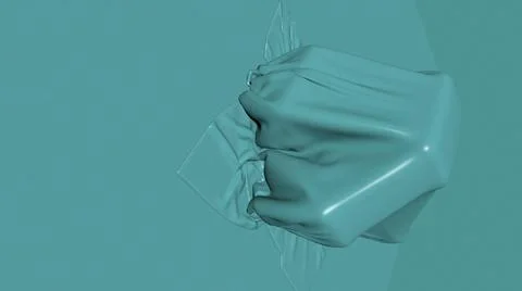 3D illustration - render of blue fabric falling down and cover mysterious obj Stock Illustration