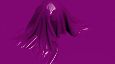 3D illustration - render of blue fabric falling down and cover mysterious obj Illustrazione stock