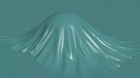 3D illustration - render of blue fabric falling down and cover mysterious obj Stock Illustration