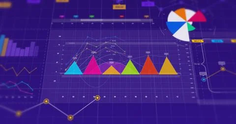 3D Illustration Render Of Business Graphs And Charts. Illustrazione stock