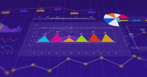 3D Illustration Render Of Business Graphs And Charts. Illustrazione stock