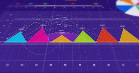 3D Illustration Render Of Business Graphs And Charts. 스톡 일러스트