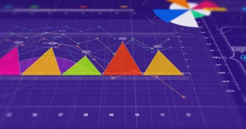 3D Illustration Render Of Business Graphs And Charts. Stock Illustration