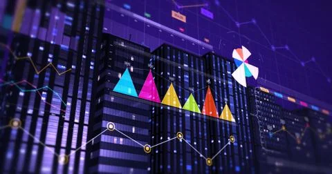 3D Illustration Render Of Business Graphs And Charts. Financial Concept Illustrazione stock