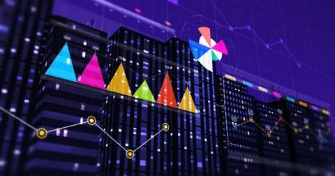 3D Illustration Render Of Business Graphs And Charts. Financial Concept Illustrazione stock