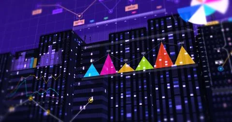 3D Illustration Render Of Business Graphs And Charts. Financial Concept Illustrazione stock