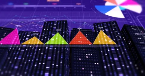 3D Illustration Render Of Business Graphs And Charts. Financial Concept Stock Illustration