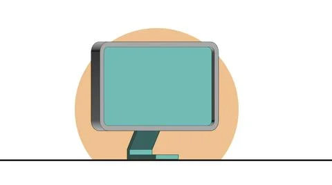 3D illustration - render of computer in flat cartoon style Stock Illustration