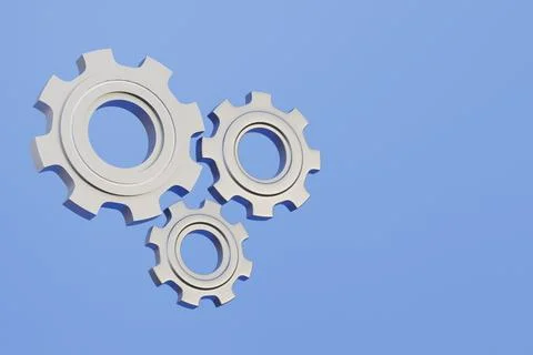 3D illustration render of three iron gears Stock Photos