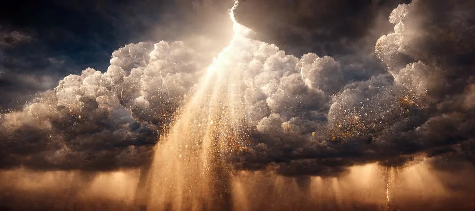 3d illustration rendering of bitcoin rain and bitcoin mining concept falling Ilustração Stock