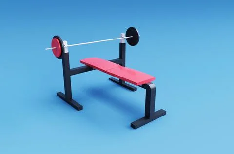 3d illustration rendering minimal Gym Bench Press on Seagull background. Stock Illustration