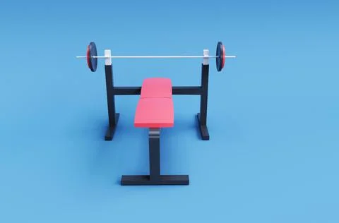 3d illustration rendering minimal Gym Bench Press on Seagull background. Stock Illustration