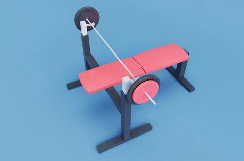 3d illustration rendering minimal Gym Bench Press on Seagull background. Stock Illustration