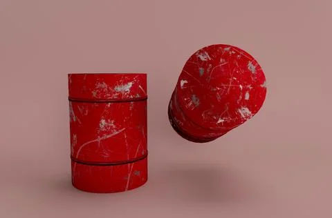 3d illustration rendering minimal red oil barrel container on white backgroun Stock Illustration