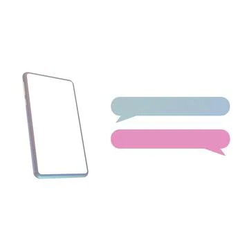 3d illustration rendering, a smartphone flat screen silver with a chat icon Stock Illustration
