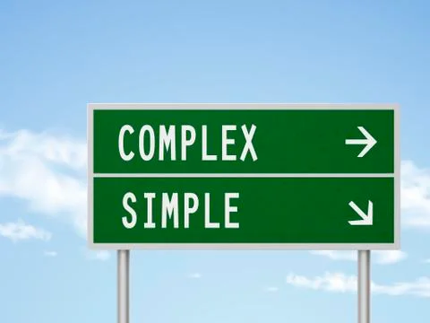3d illustration road sign with complex and simple Stock Illustration