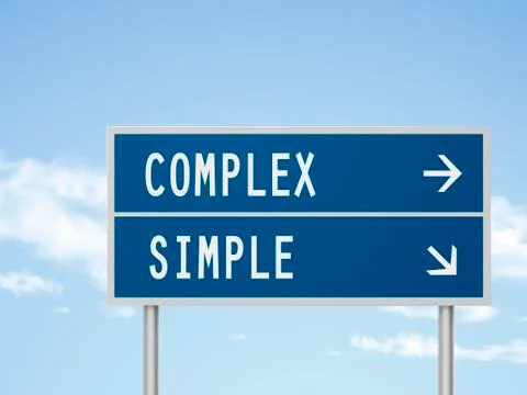 3d illustration road sign with complex and simple Stock Illustration