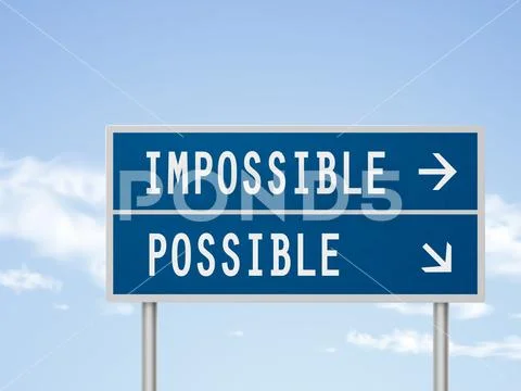 3d illustration road sign with impossible and possible Stock Illustration