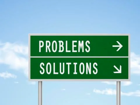 3d illustration road sign with problems and solutions イラスト素材