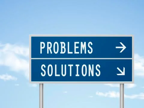 3d illustration road sign with problems and solutions イラスト素材