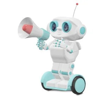 3D Illustration Robot with Megaphone Stock Illustration