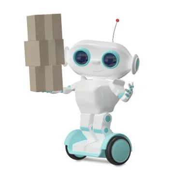 3d Illustration Robot with Three Box Stock Illustration