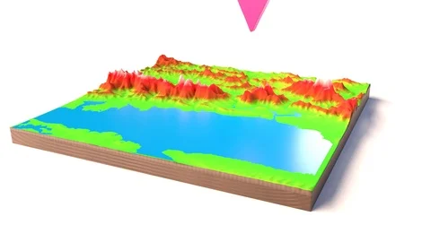 3D illustration of a rotating pin on a 3D map Stock Footage 117092092