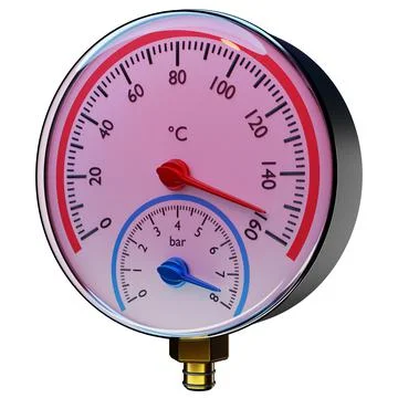 3d illustration of a round barometer with markings up to 160 on a white isola Stock Illustration