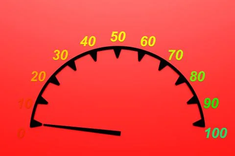 3d illustration round control panel icon.Low  risk concept on  spedometer. Cr Stock Illustration