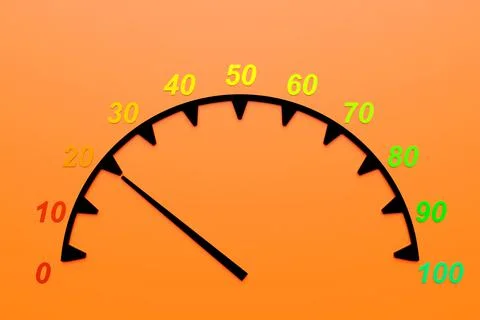 3d illustration round control panel icon.Low  risk concept on  spedometer. Cr Stock Illustration