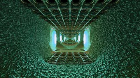 3d illustration of round shaped endless 4K UHD tunnel Illustration
