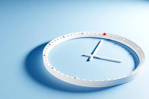 3d illustration of a round transparent clock without numbers with a shadow on Stock Illustration