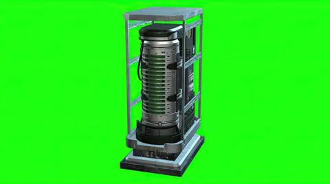 3d illustration - Row Of Network Servers on green screen 스톡 일러스트
