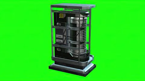 3d illustration - Row Of Network Servers on green screen 스톡 일러스트