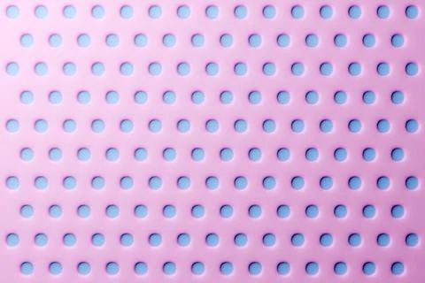 3d illustration of rows of  blue round, under a pink  color .  Shape pattern. Stock Illustration