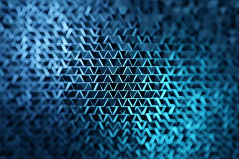 3d Illustration  rows of    blue triangle  .Geometric background,  pattern. Stock Illustration