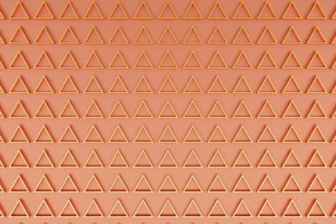 3d illustration of rows of  gold    triangles. Parallelogram pattern. Technol Stockillustratie