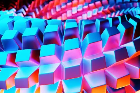 3d illustration of rows of  metallic  spiral. Set of wire , pattern. Geometry 库存插图