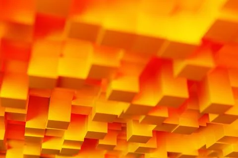 3d illustration of rows of orange   and red  cubes.Parallelogram pattern. Tec Stock Illustration