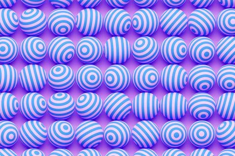 3d illustration of rows of pink and purple circles .Set of circles on monocro Stock Illustration