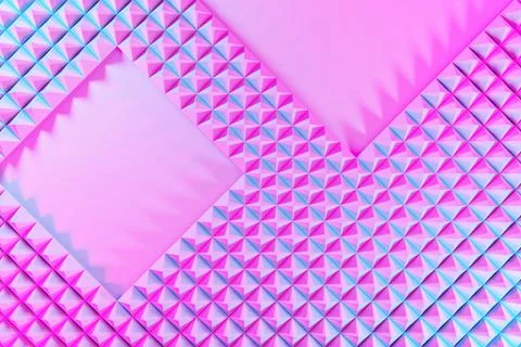 3d illustration of rows of pink polygones. Parallelogram pattern. Technology  스톡 일러스트